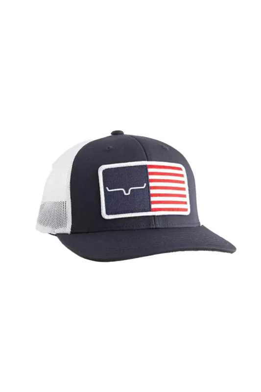Kimes Ranch American Trucker Hat for Men in Navy Blue | S22-012014 made by Glik’s