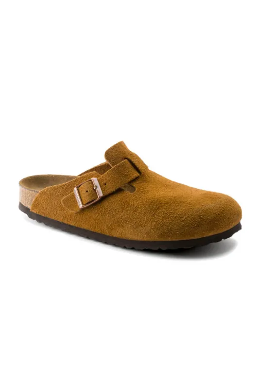 Birkenstock Boston Soft Footbed Suede Leather Clogs for Women in Mink | 1009543 sold by Glik’s