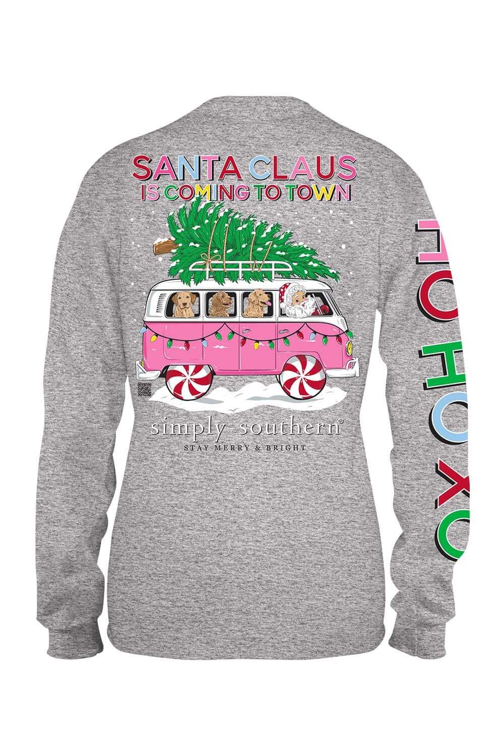 Simply Southern Long Sleeve Santa Bus T-Shirt for Women in Grey | LS-SANTABUS-HTHRGRY sold by Glik’s product image thumbnail 3