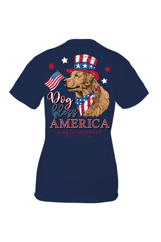 Simply Southern Plus Size Dog Loves America T-Shirt for Women in Blue | EXT-SS-AMERICA-NAVY sold by Glik’s
