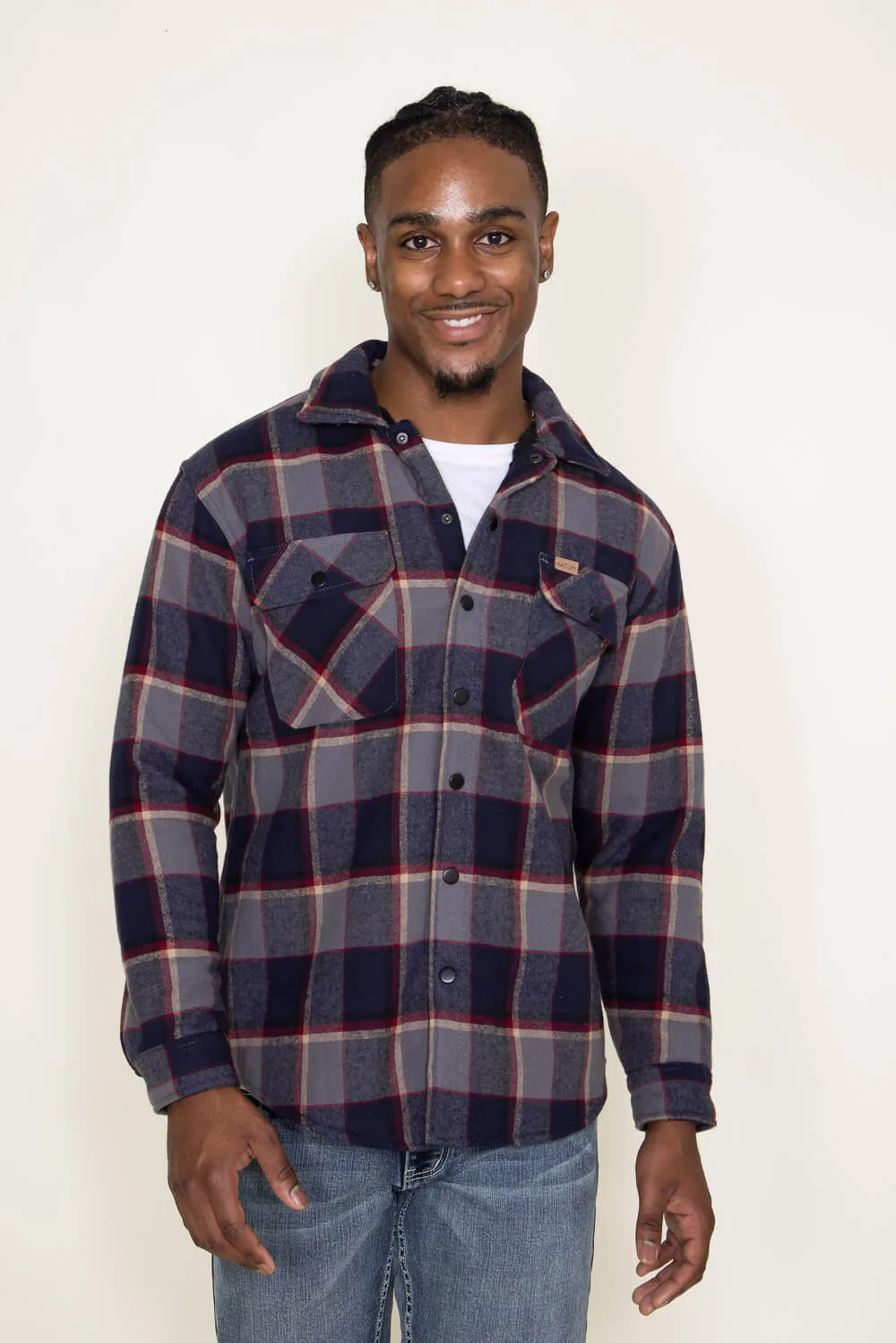 Matix Sherpa Lined Flannel Shacket for Men in Navy | MTJ05159F3 sold by Glik’s