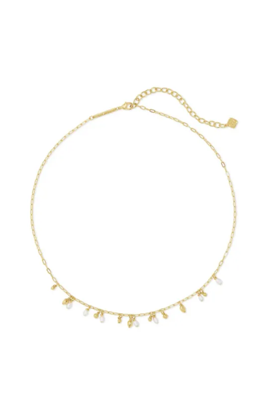 Kendra Scott Mollie Gold Choker Necklace in White Pearl | 4217718741 sold by Glik’s