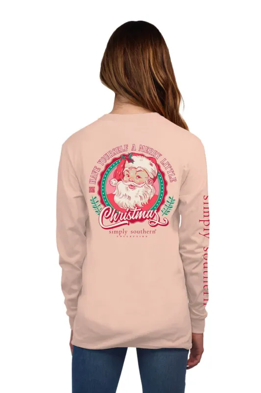Simply Southern Long Sleeve Retro Santa T-Shirt for Women in Cream | LS-RETROSANTA-CREAM sold by Glik’s