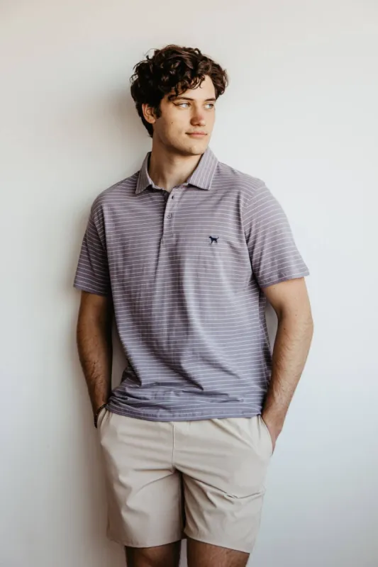Simply Southern Stripe Polo Shirt for Men in Grey | PP-0123-MN-KNTPOLO-STRP-GRAY sold by Glik’s