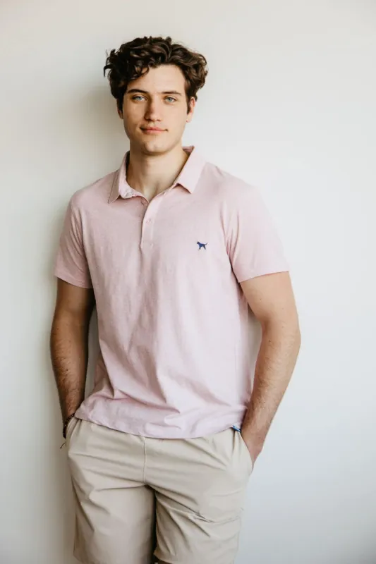 Simply Southern Solid Heather Polo Shirt for Men in Pink | PP-0123-MN-KNTPOLO-HTR-ORCHID sold by Glik’s