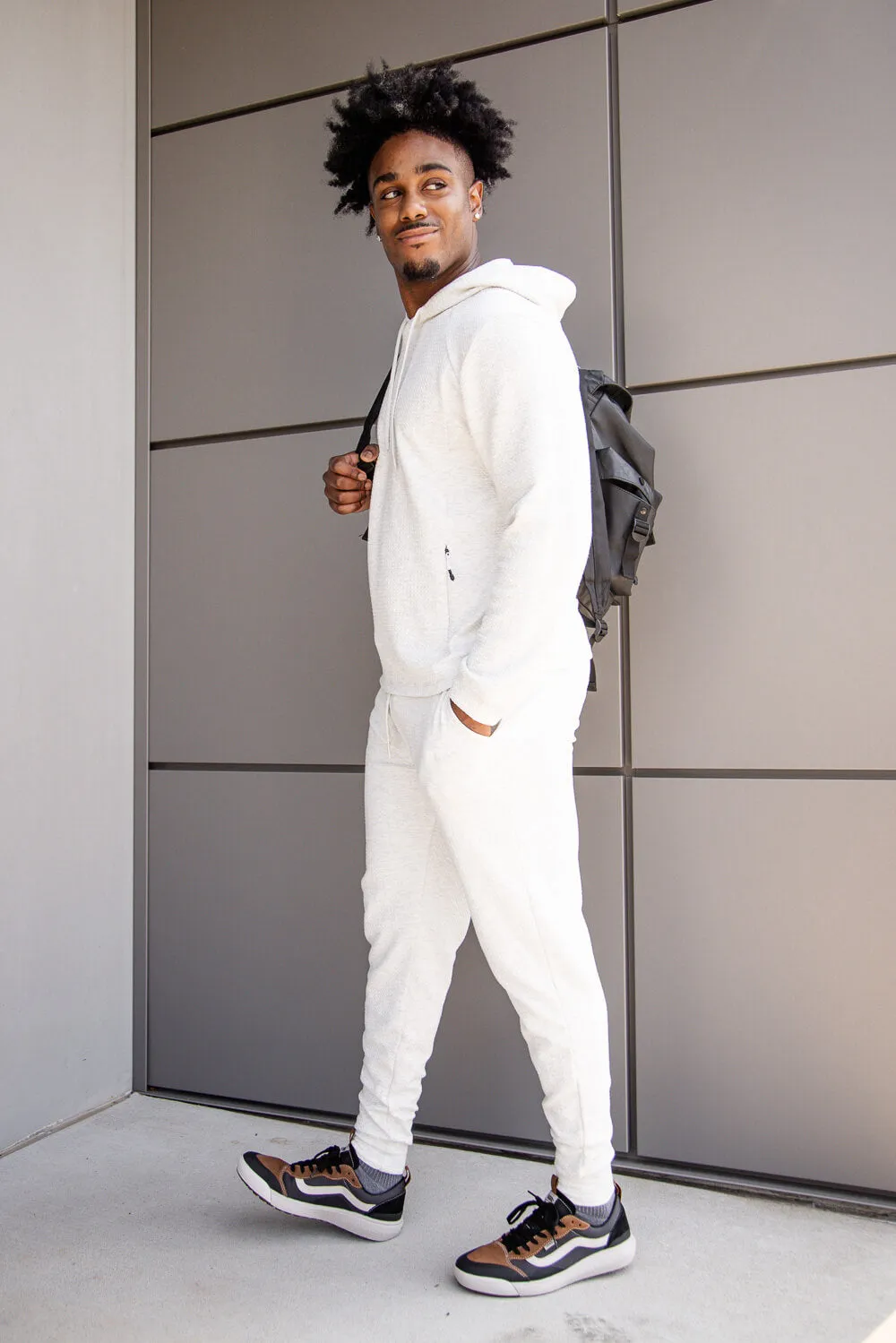 1897 Active Diamond Weave Hoodie for Men in Oatmeal | MJ895-OATMEAL sold by Glik’s product image thumbnail 3