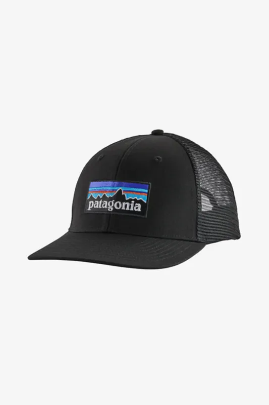 Patagonia P6 Logo Trucker Hat in Black | 38289-BLK sold by Glik’s