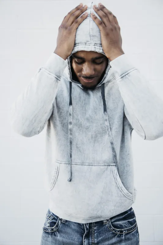 Mineral Wash Hoodie for Men in Grey | 708MW-LT GREY sold by Glik’s