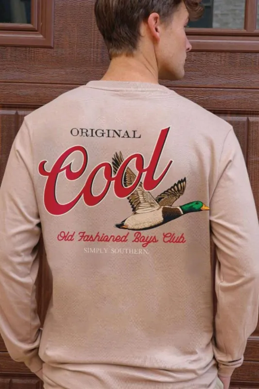 Simply Southern Long Sleeve Cool Duck T-Shirt for Men in Mocha | MN-LS-COOL-MOCHA sold by Glik’s
