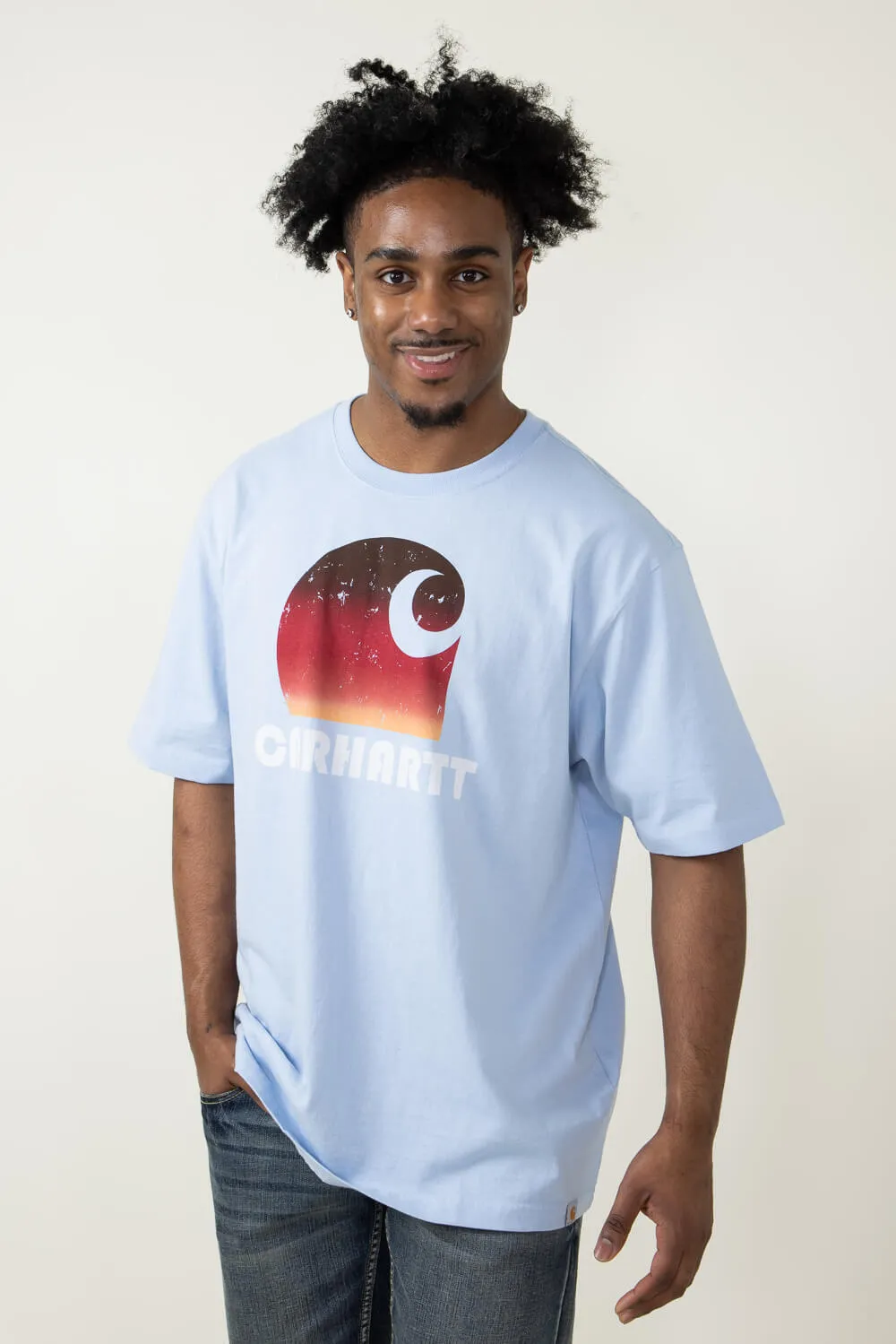 Carhartt Loose Fit Heavyweight C Graphic T-Shirt for Men in Blue | 106151-HC5-FOGBLUE sold by Glik’s product image thumbnail 4