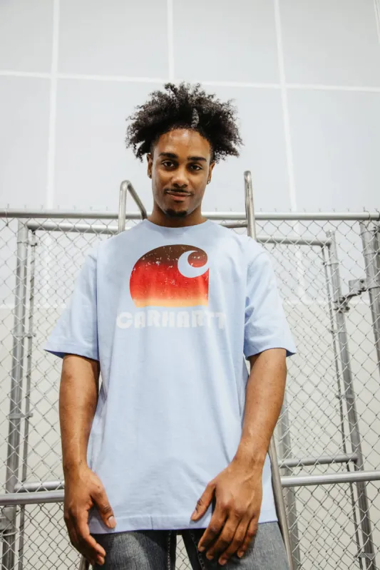 Carhartt Loose Fit Heavyweight C Graphic T-Shirt for Men in Blue | 106151-HC5-FOGBLUE sold by Glik’s