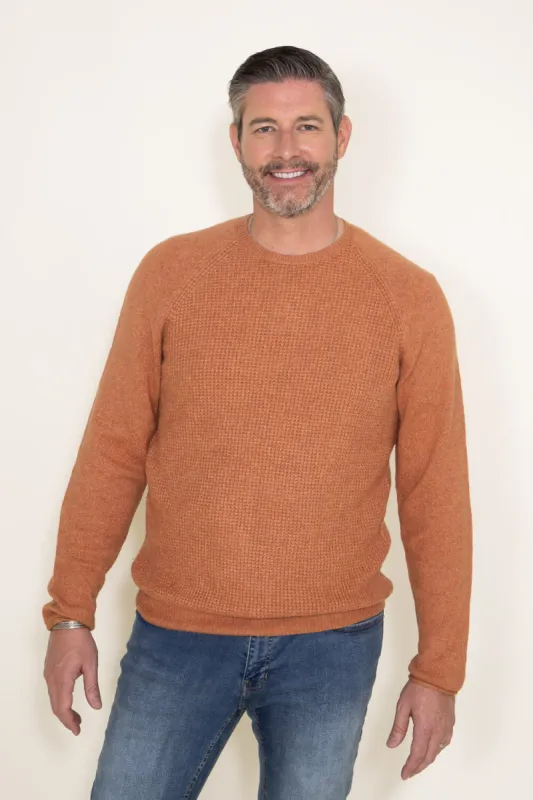 Weatherproof Vintage Waffle Crewneck Raglan Sweater for Men in Orange | F2340346GK-ALLSPICE sold by Glik’s