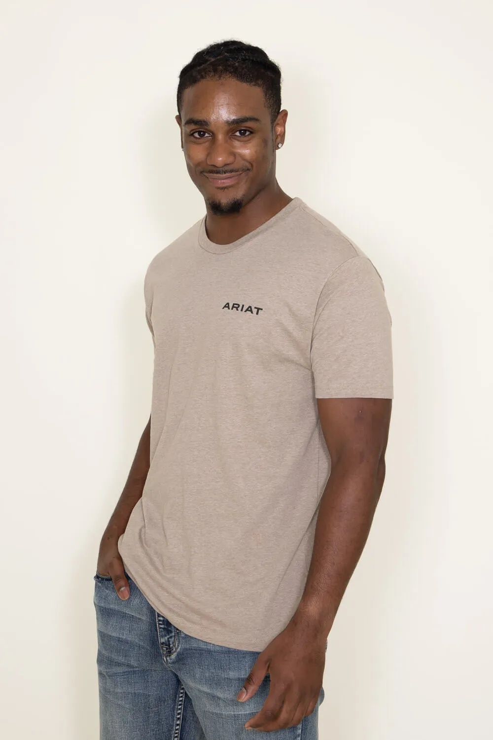 Ariat USA Bronco T-Shirt for Men in Oatmeal | 10047588-OATMEAL sold by Glik’s product image thumbnail 3