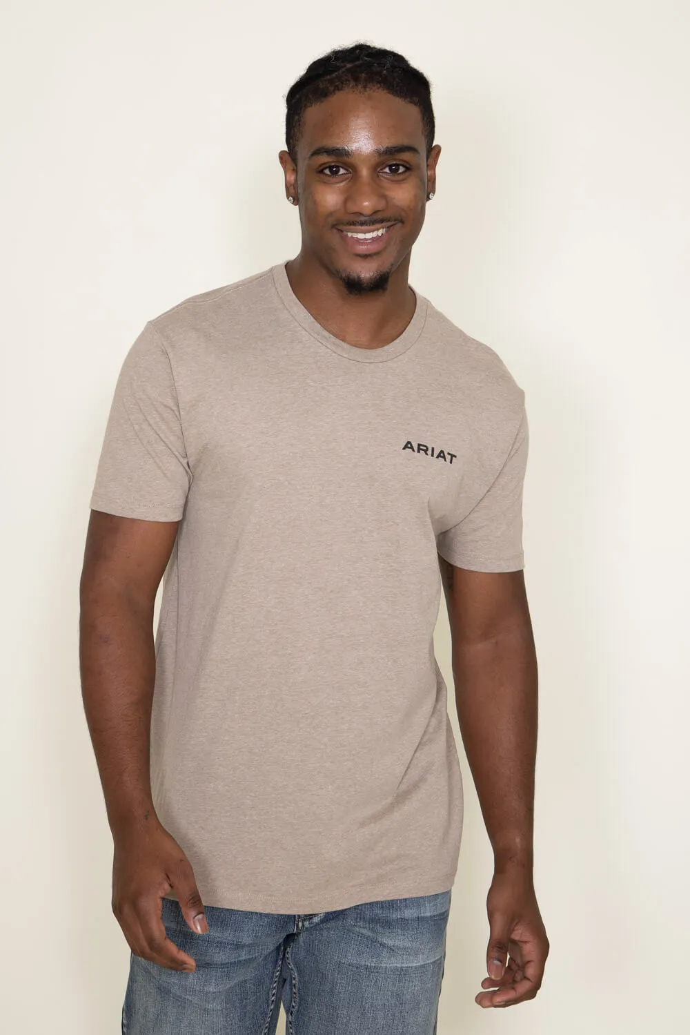 Ariat USA Bronco T-Shirt for Men in Oatmeal | 10047588-OATMEAL sold by Glik’s product image thumbnail 2