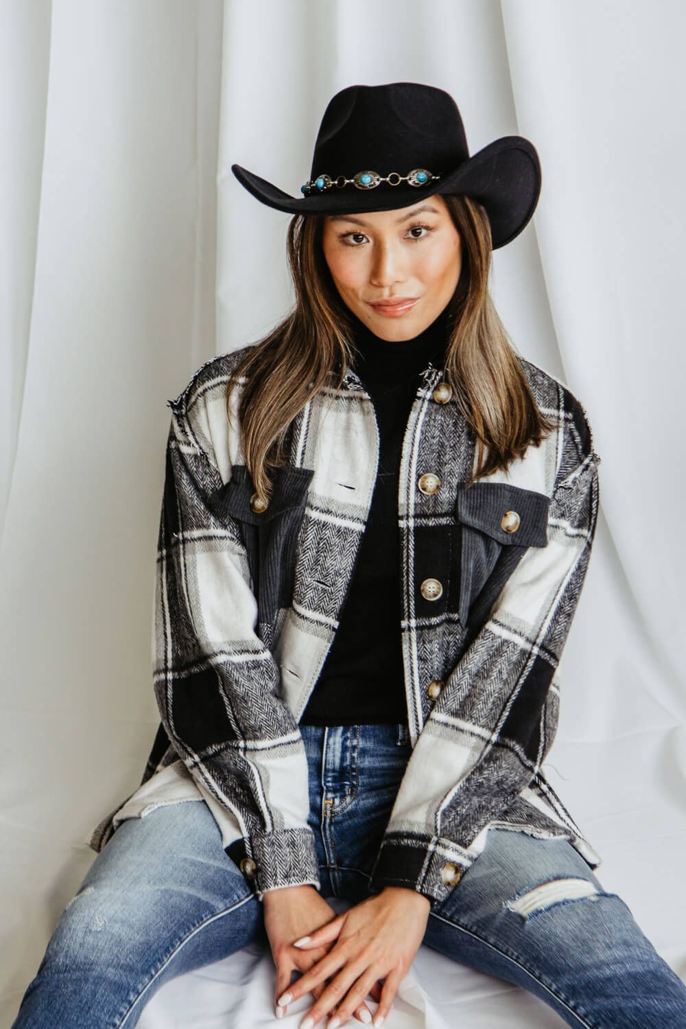 Simply Southern Yosemite Plaid Shacket for Women in Black | PP-0223-YOSEMITE-SHCKT-PLDBLK sold by Glik’s