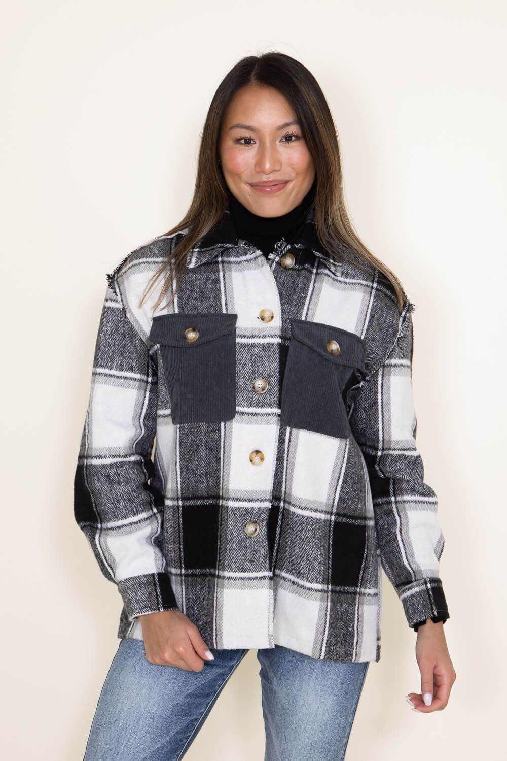 Simply Southern Yosemite Plaid Shacket for Women in Black | PP-0223-YOSEMITE-SHCKT-PLDBLK sold by Glik’s product image thumbnail 2