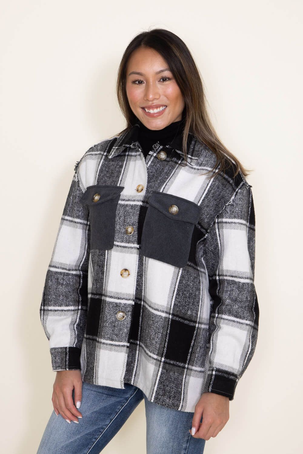 Simply Southern Yosemite Plaid Shacket for Women in Black | PP-0223-YOSEMITE-SHCKT-PLDBLK sold by Glik’s product image thumbnail 5