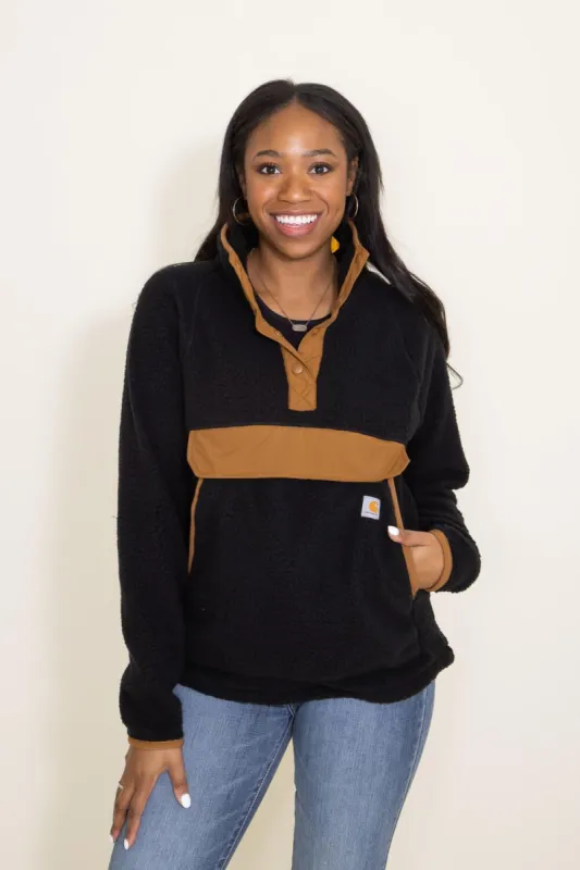 Carhartt Fleece Quarter Snap Front Pullover for Women in Black | 104922-BLK sold by Glik’s