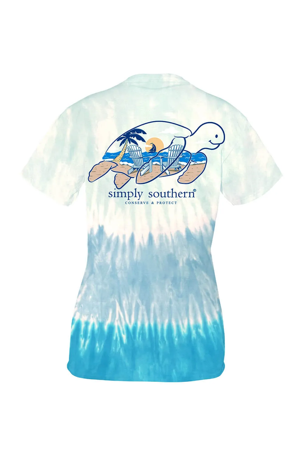Simply Southern Tracking Beach Chairs Turtle T-Shirt for Women in Blue Tie Dye | TRACK-SS-CHAIR-CLOUD sold by Glik’s product image thumbnail 3