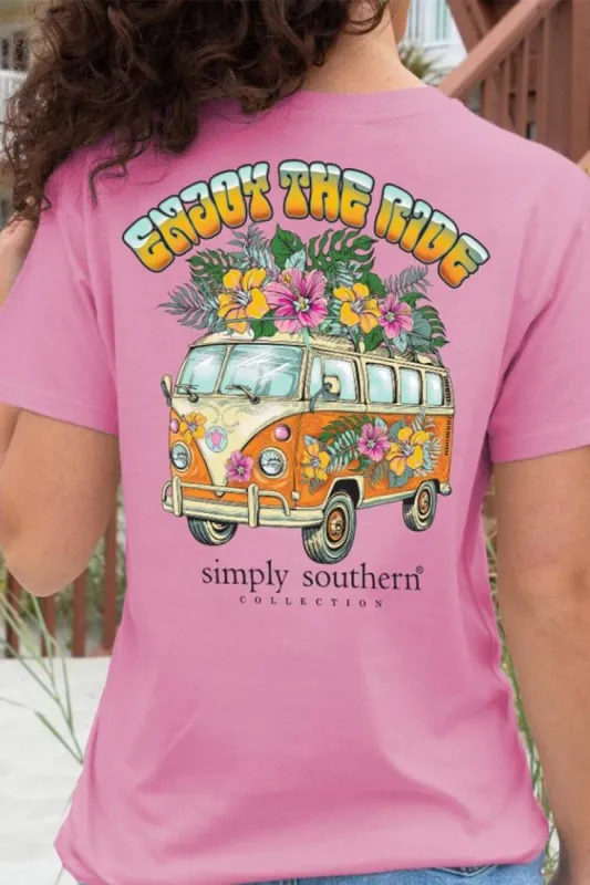 Simply Southern Enjoy The Ride T-Shirt for Women in Pink | SS-RIDE-FNCYCNDY sold by Glik’s