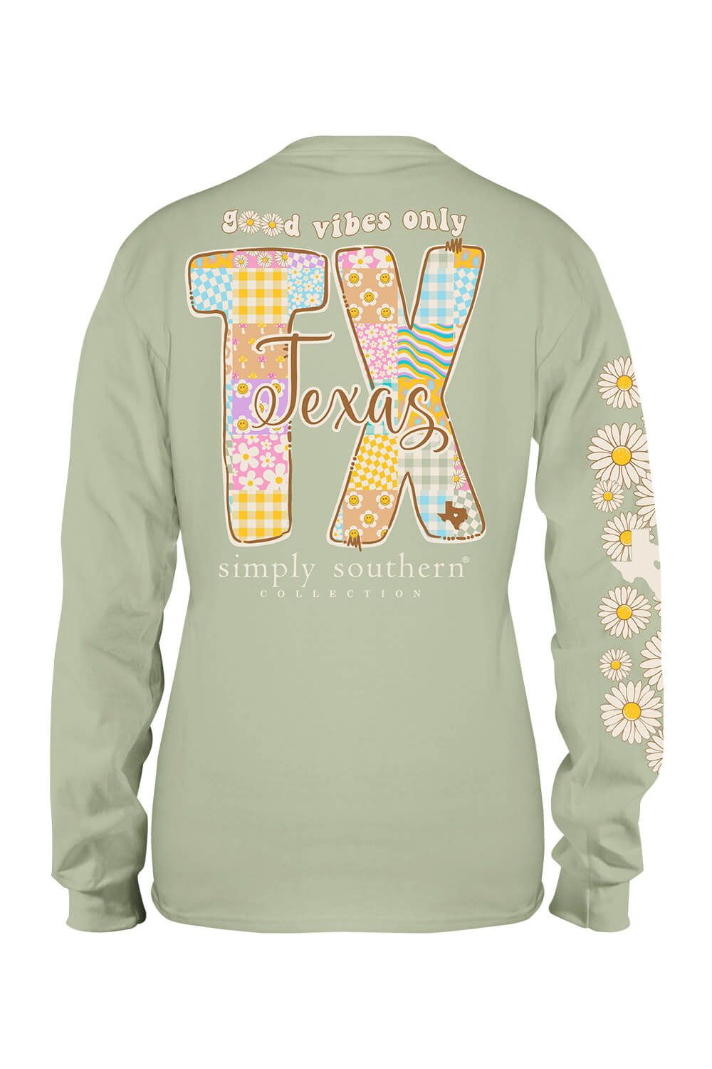 Simply Southern Plus Size Long Sleeve Texas T-Shirt for Women in Sage | EXT-LS-STATE-TX-SAGE sold by Glik’s