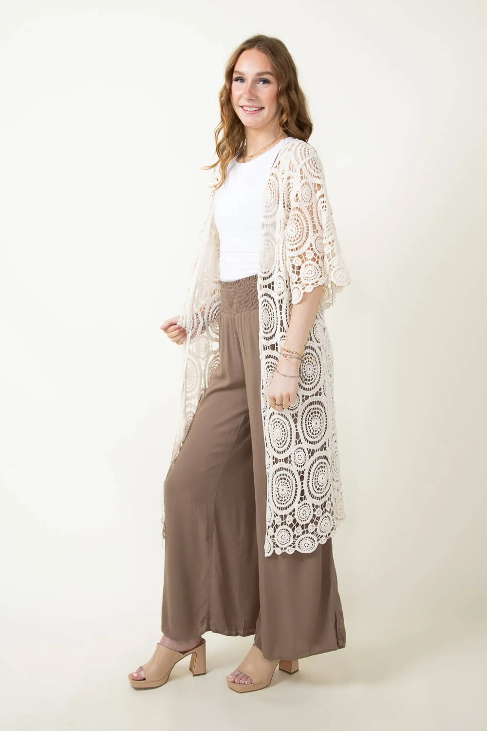Long Swirl Crochet Kimono for Women in Ivory | ZLC410052-IVORY sold by Glik’s product image thumbnail 5