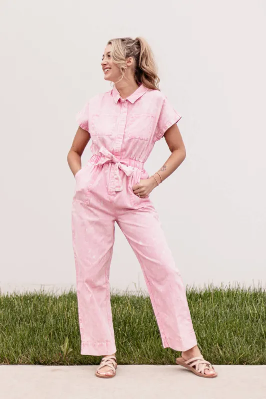 Simply Southern Jumpsuit Front Button for Women in Pink | PP-0124-JUMPSUIT-PINK sold by Glik’s