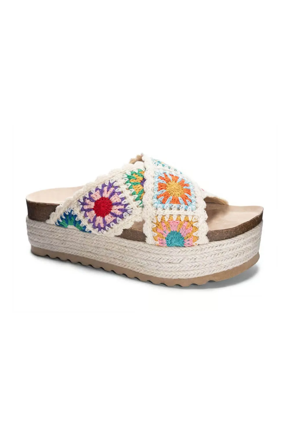 Dirty Laundry Plays Crochet Platform Sandals for Women in Multi | PLAYS-NAT MULTI sold by Glik’s