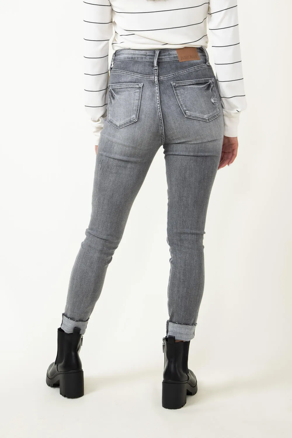 Judy Blue High Rise Clean Hem Skinny Jeans for Women in Grey | 88792-GRY sold by Glik’s product image thumbnail 3