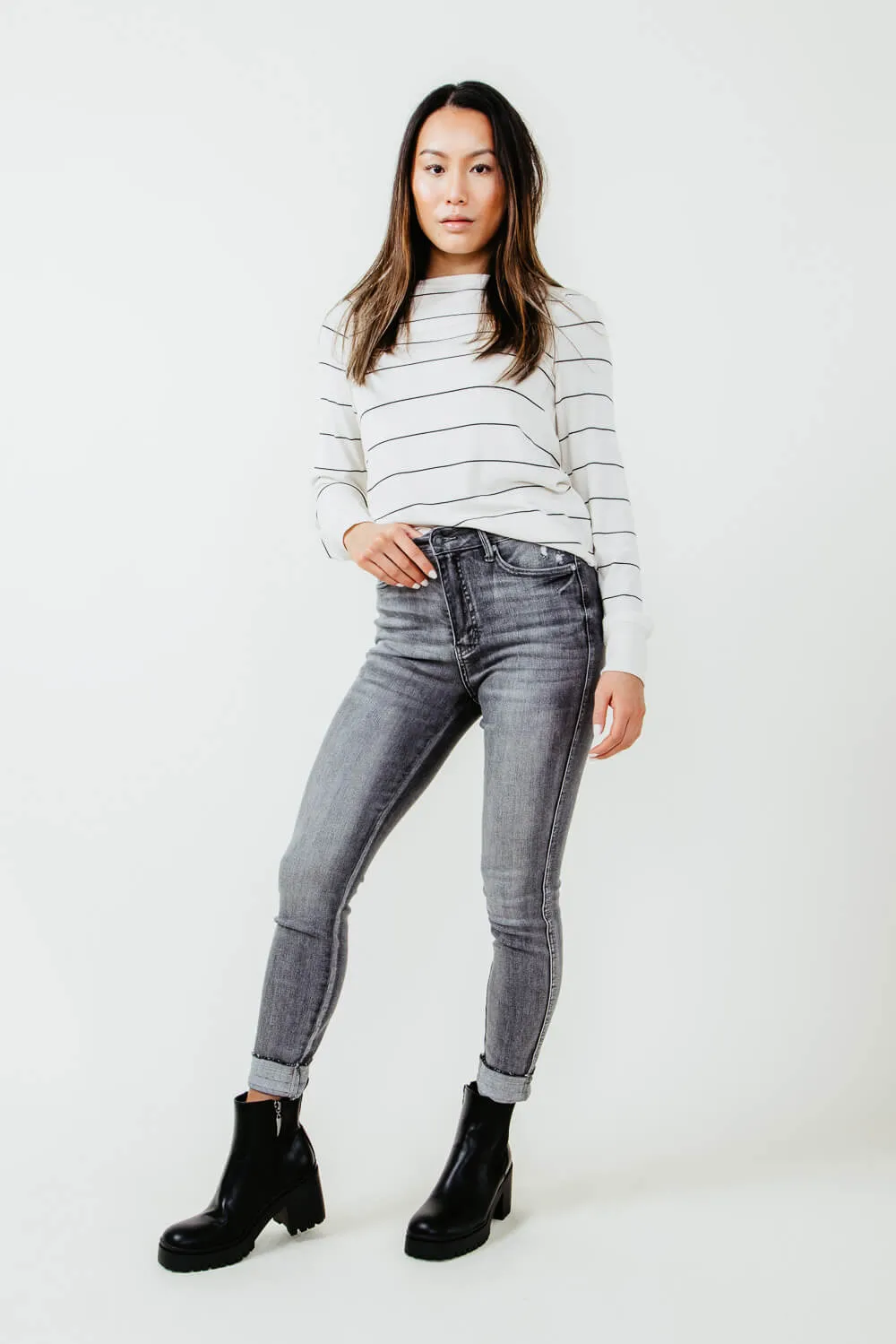 Judy Blue High Rise Clean Hem Skinny Jeans for Women in Grey | 88792-GRY sold by Glik’s product image thumbnail 2