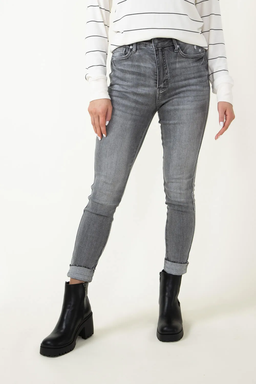 Judy Blue High Rise Clean Hem Skinny Jeans for Women in Grey | 88792-GRY sold by Glik’s product image thumbnail 4