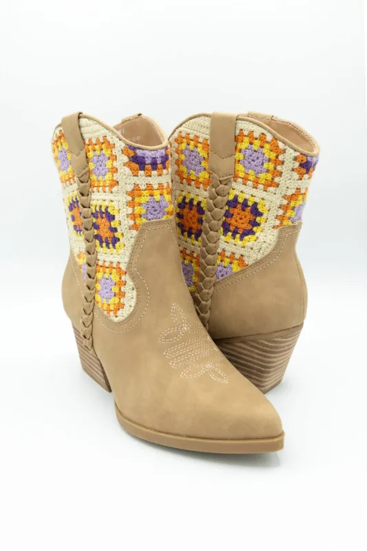 DV Dolce Karyn Crochet Booties for Women in Tan | KARYN CROCHET-TAN made by DV by Dolce Vita