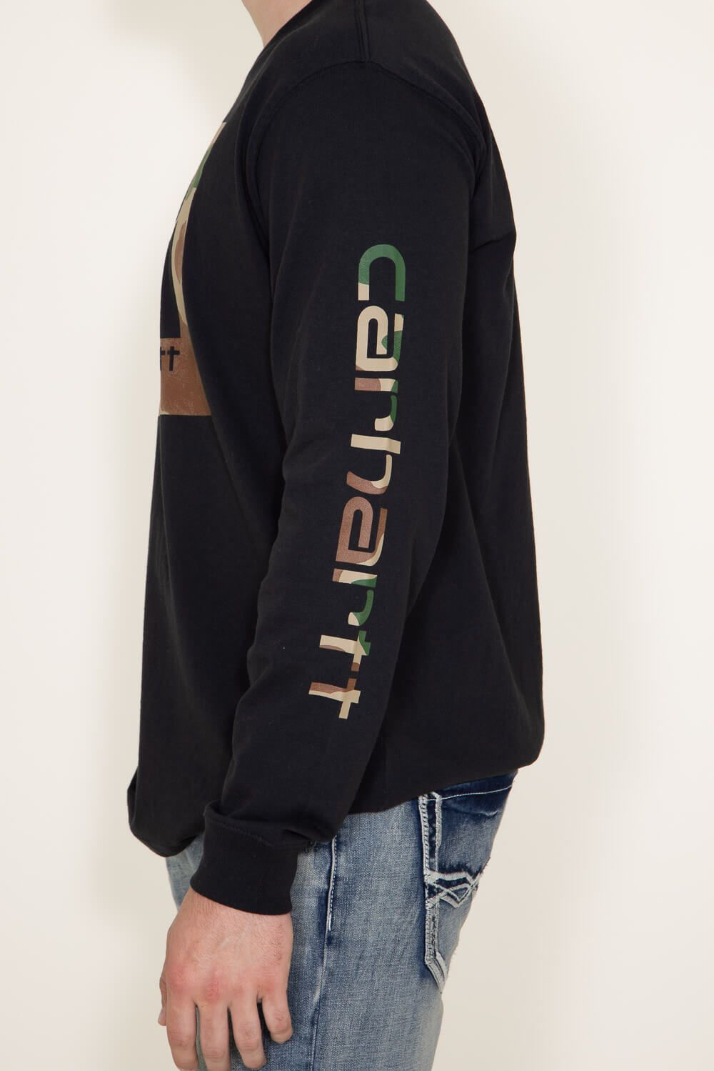 Carhartt Long Sleeve Camo Logo Sleeve Graphic T-Shirt for Men in Black | 105959-001 sold by Glik’s product image thumbnail 3