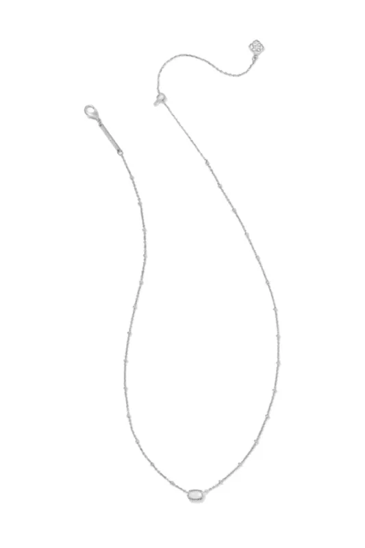 Kendra Scott Mini Elisa Silver Satellite Short Pendant Necklace in Ivory Mother-of-Pearl | 9608865447 sold by Glik’s