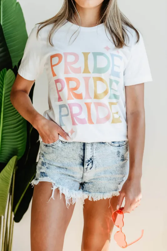 Pride Repeat Graphic T-Shirt for Women in White | 9025X-TS-WHITE sold by Glik’s