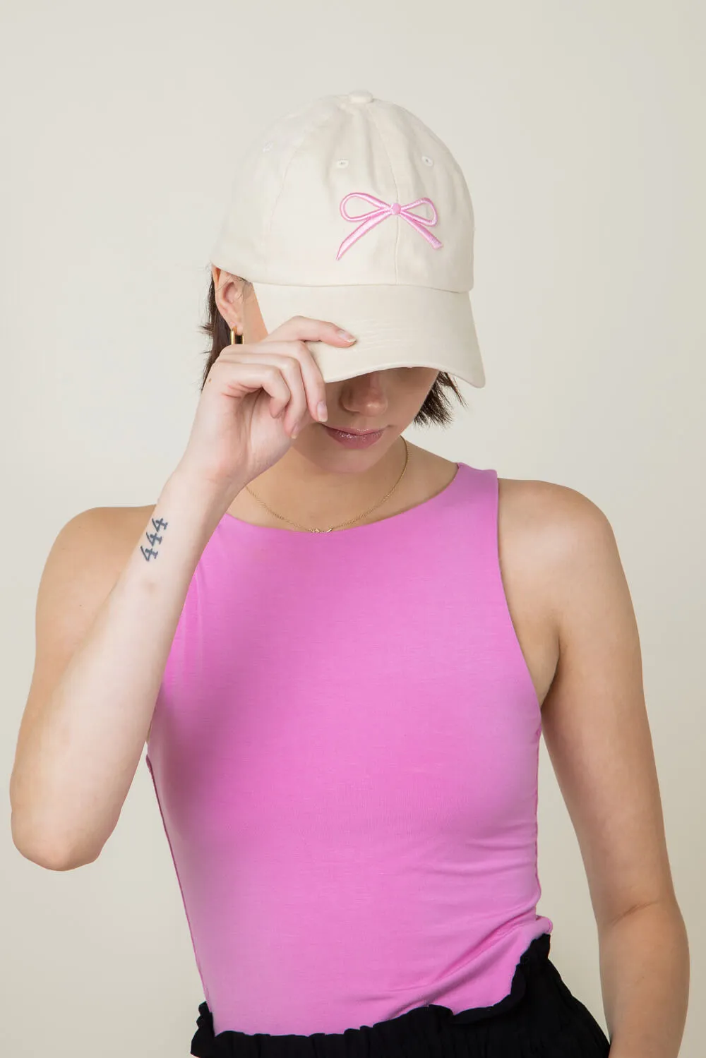 Pink Bow Hat in Ivory | BHC410213IVY sold by Glik’s product image thumbnail 4