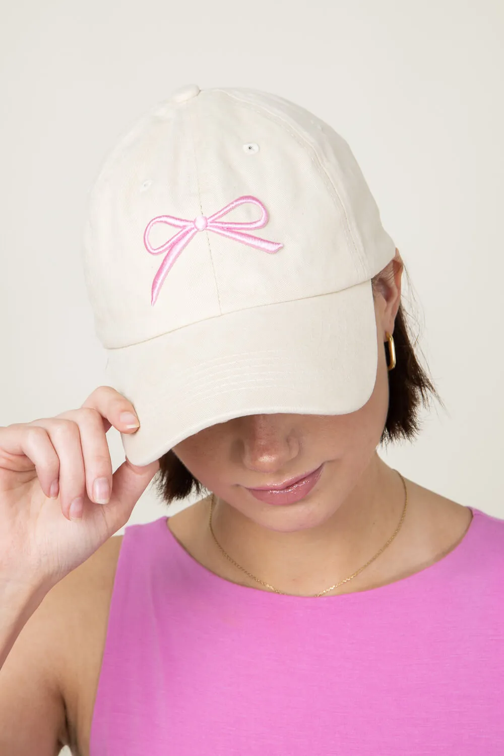 Pink Bow Hat in Ivory | BHC410213IVY sold by Glik’s