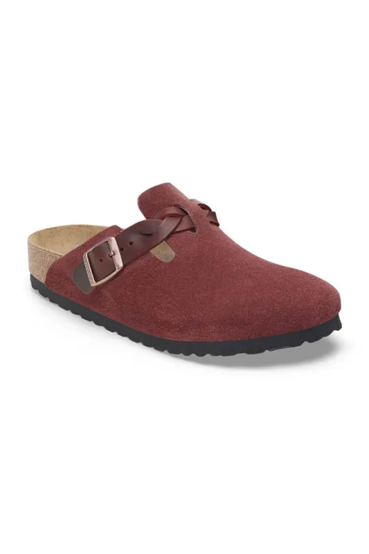 Birkenstock Boston Braided Suede Leather Clogs for Women in Zinfandel | 1027925 sold by Glik’s