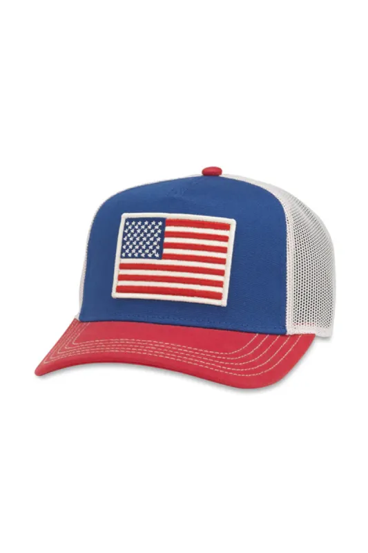 American Needle Valin USA Trucker Hat for Men in Blue | 42960A-USA-IRR sold by Glik’s