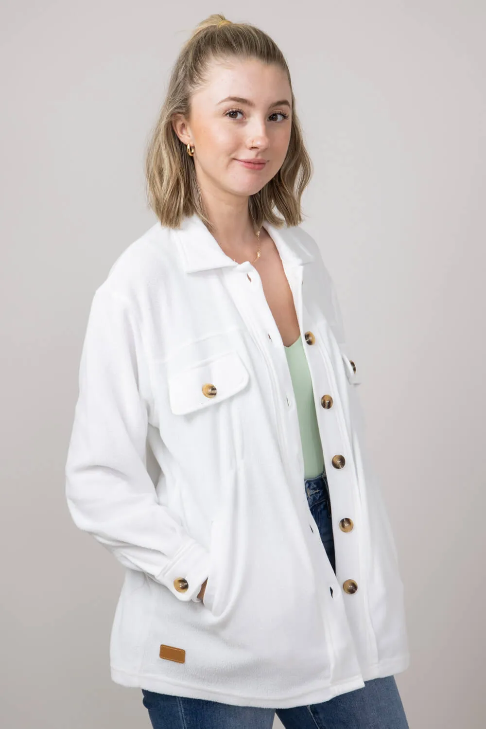 Simply Southern Solid Fleece Shacket for Women in Ivory | PP-0224-SHKT-FLC-IVORY sold by Glik’s product image thumbnail 3