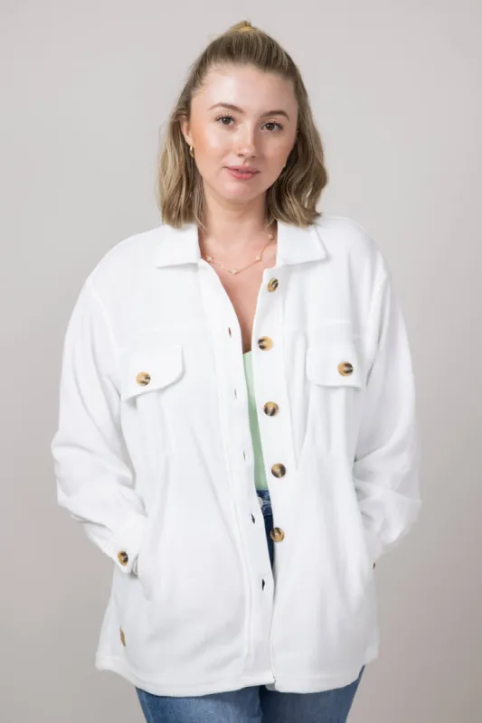Simply Southern Solid Fleece Shacket for Women in Ivory | PP-0224-SHKT-FLC-IVORY sold by Glik’s