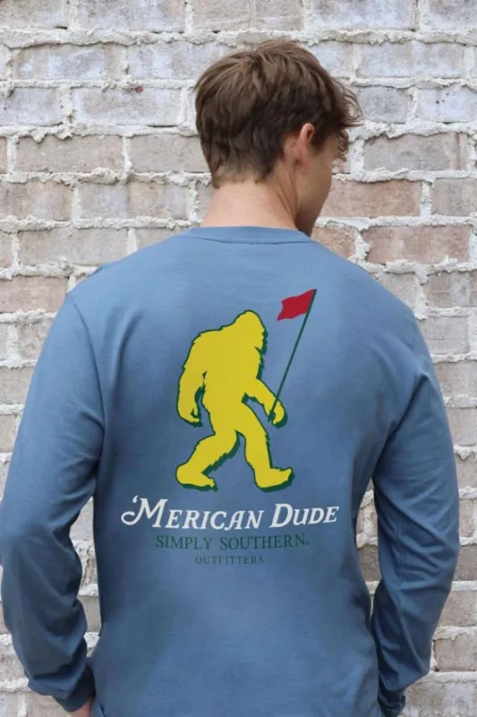 Simply Southern Long Sleeve Sasquatch Golf T-Shirt for Men in Blue | MN-LS-SASQGOLF-BLUESY sold by Glik’s