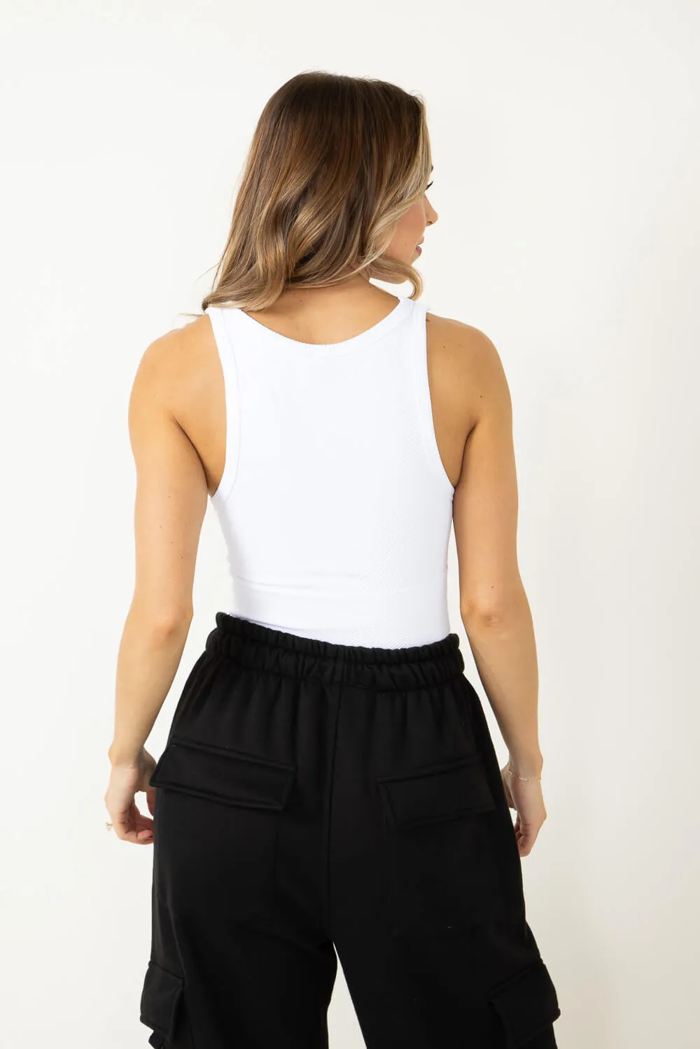 NikiBiki High Neck Ribbed Cropped Tank Top for Women in White | NS7933-WHITE sold by Glik’s product image thumbnail 4