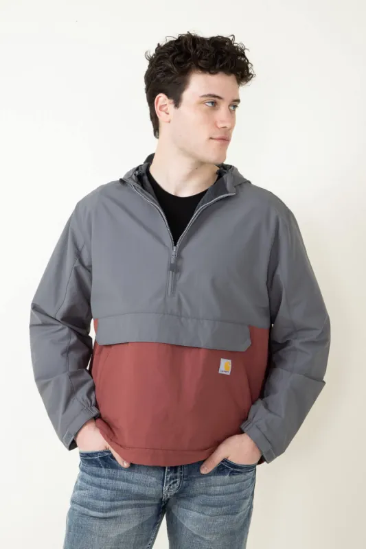 Carhartt Rain Defender Lightweight Packable Anorak Jacket for Men in Red/Grey | 105749-E81-STEEL sold by Glik’s