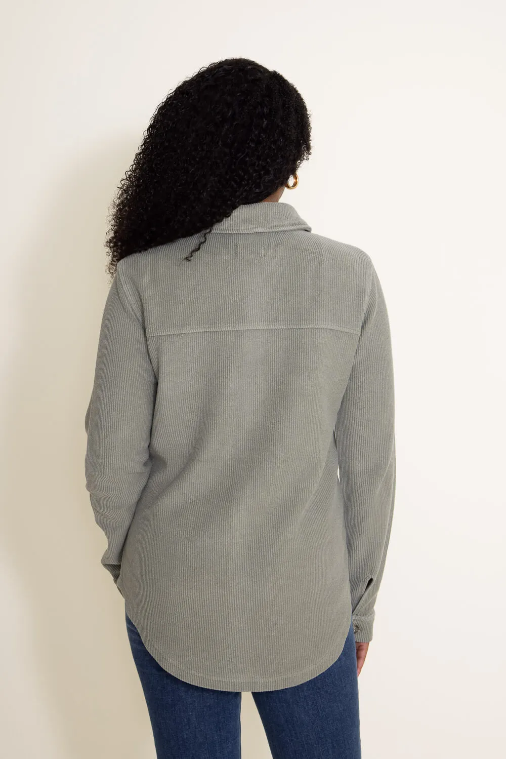 Thread & Supply Dominque Solid Shacket for Women in Olive Green | T238CPKTS-OLIVE sold by Glik’s product image thumbnail 3