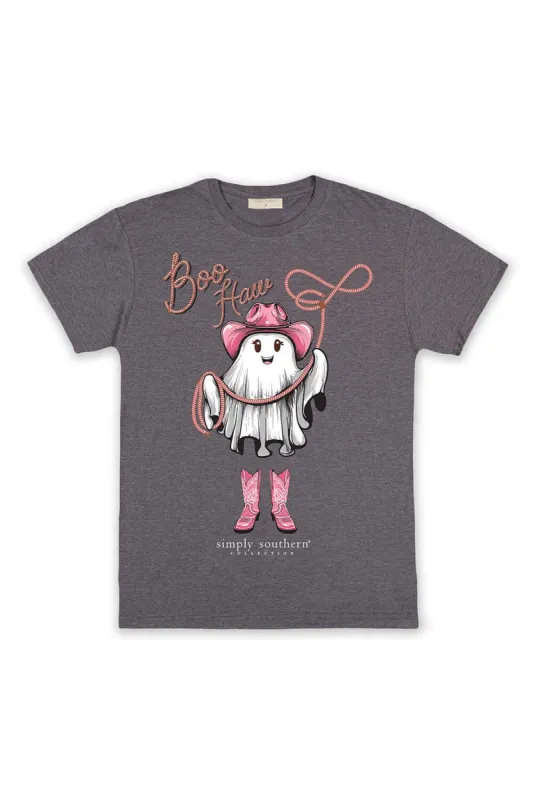 Simply Southern Plus Size Boo Haw Ghost T-Shirt for Women in Iron Heather | EXT-SS-BOOHAW-IRONHTHR sold by Glik’s