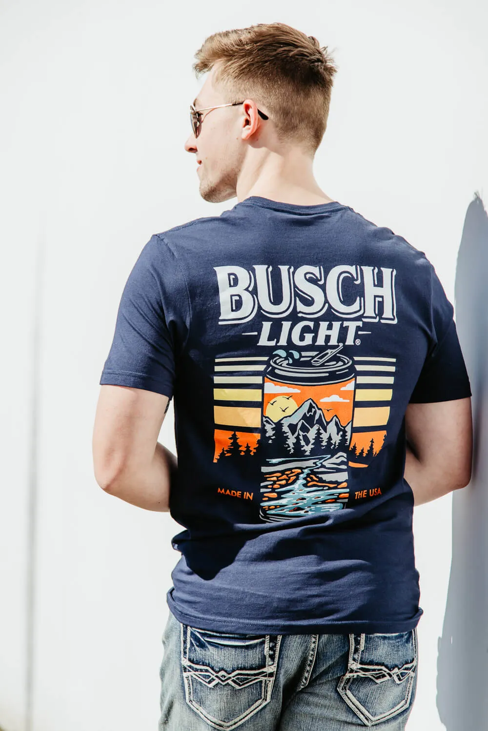 Busch Light Can T-Shirt for Men in Navy Blue | 3371-NAVY sold by Glik’s