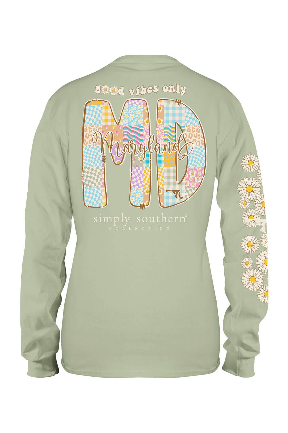 Simply Southern Plus Size Long Sleeve Maryland T-Shirt for Women in Sage | EXT-LS-STATE-MD-SAGE sold by Glik’s