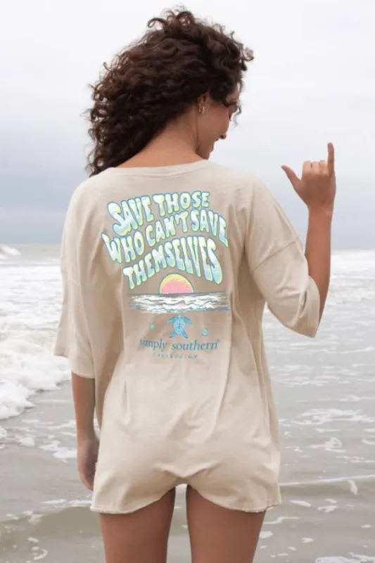 Simply Southern Save Those Turtle Tracking T-Shirt for Women in Ivory | TRACK-SS-SUNSET-WISP sold by Glik’s