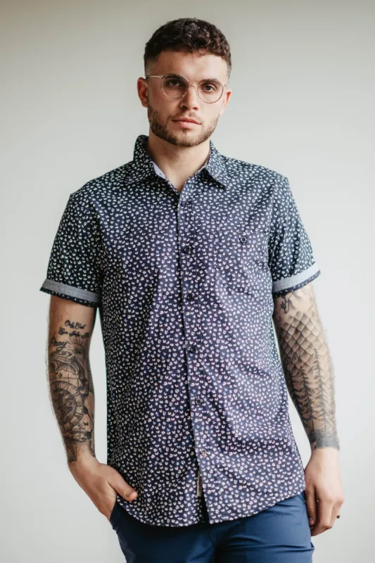 Weatherproof Vintage Woven Print Button Down Shirt for Men in Blue | S2484244GK-POLARNIGHT sold by Glik’s